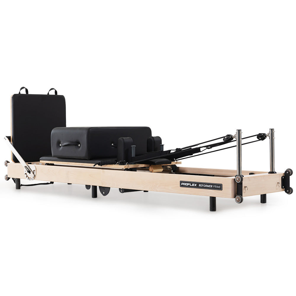 PROFLEX Wooden Pilates Reformer Machine, Stretch Bed with box and jump board accessories V219-PILWODPFW7BA