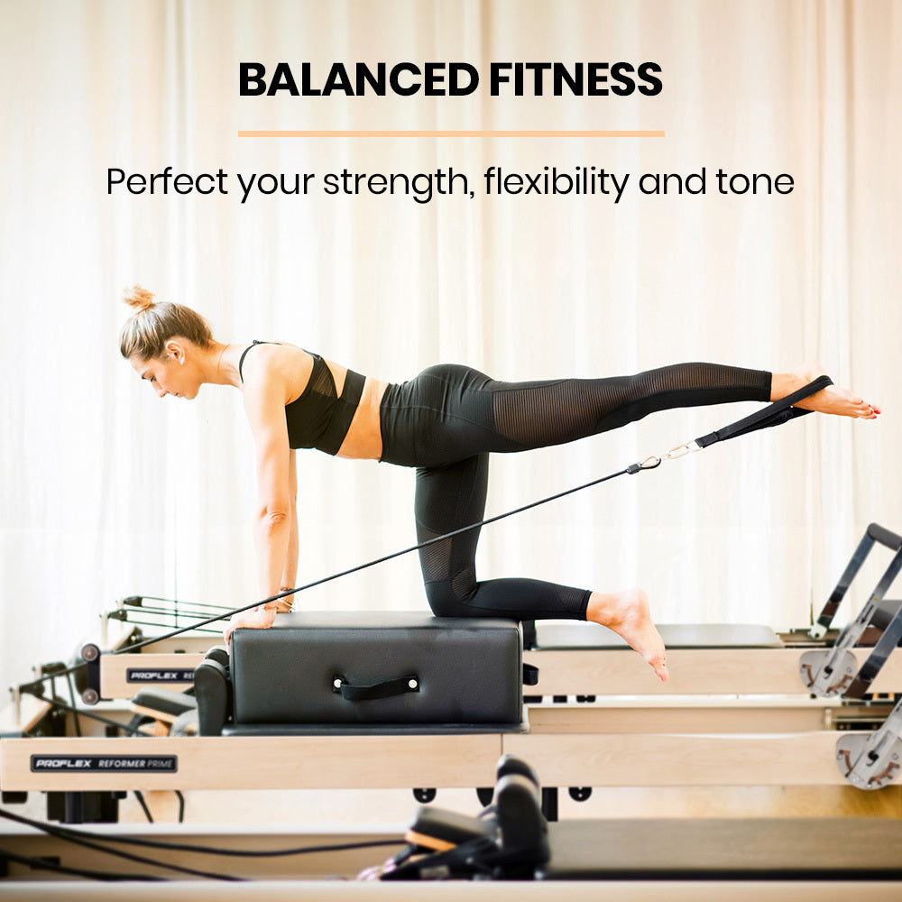 PROFLEX Wooden Pilates Reformer Machine, Stretch Bed with box and jump board accessories V219-PILWODPFW7BA