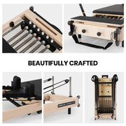 PROFLEX Wooden Pilates Reformer Machine, Stretch Bed with box and jump board accessories V219-PILWODPFW7BA
