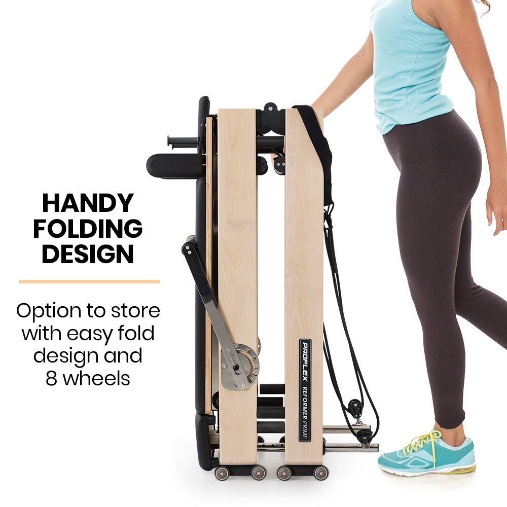 PROFLEX Wooden Pilates Reformer Machine, Stretch Bed with box and jump board accessories V219-PILWODPFW7BA