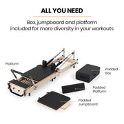 PROFLEX Wooden Pilates Reformer Machine, Stretch Bed with box and jump board accessories V219-PILWODPFW7BA