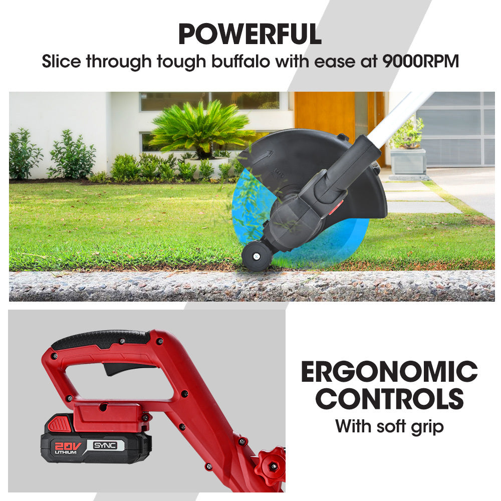 BAUMR-AG LN3 20V SYNC Cordless 2in1 Line Trimmer & Lawn Edger, with Battery and Charger Kit, Adjustable head, V219-PLTCLSBMLN3A