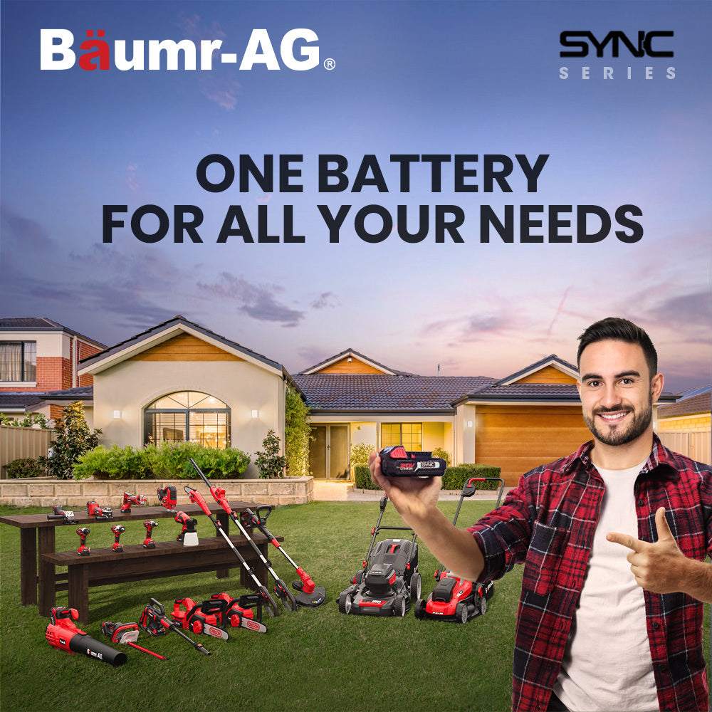 BAUMR-AG LN3 20V SYNC Cordless 2in1 Line Trimmer & Lawn Edger, with Battery and Charger Kit, Adjustable head, V219-PLTCLSBMLN3A