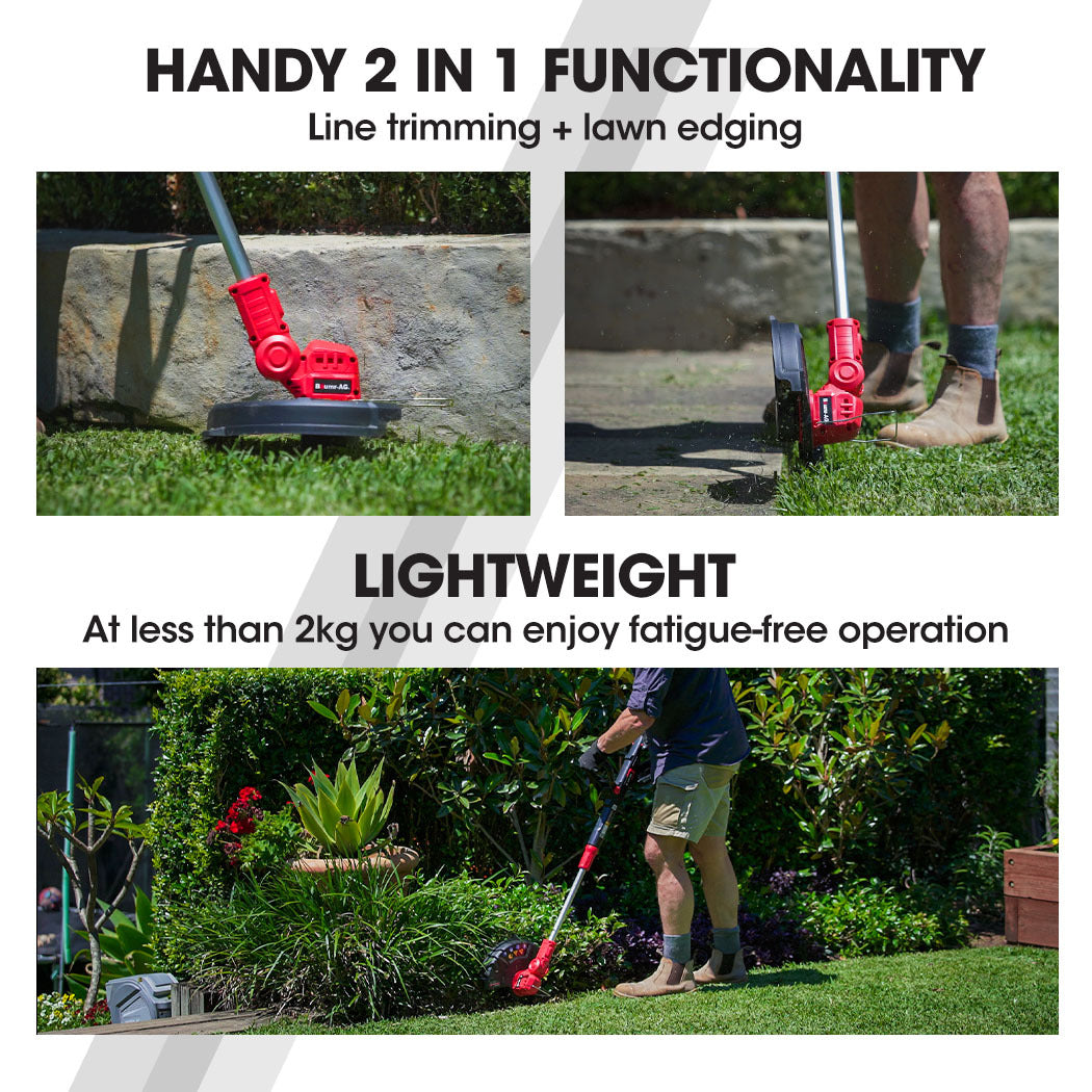 Baumr-AG 20V Cordless Line Trimmer Whipper Snipper Electric Garden Tool, 2.0Ah Lithium Battery Charger V219-PLTCLSBMRALT3