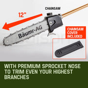 Baumr-AG 65CC Long Reach Pole Chainsaw Hedge Trimmer Pruner Chain Saw Tree Multi Tool V219-PLTL21BMRA2C2