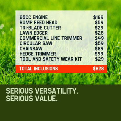 BAUMR-AG 65cc 7in1 Long Reach Garden Multi-tool, Pole Saw, Hedge & Line Trimmer, Brush Cutter, 12" Tree V219-PLTL71BMRA7C2