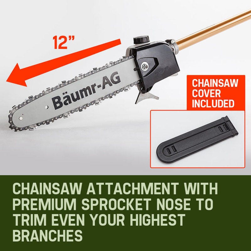 BAUMR-AG 65cc 7in1 Long Reach Garden Multi-tool, Pole Saw, Hedge & Line Trimmer, Brush Cutter, 12" Tree V219-PLTL71BMRA7C2