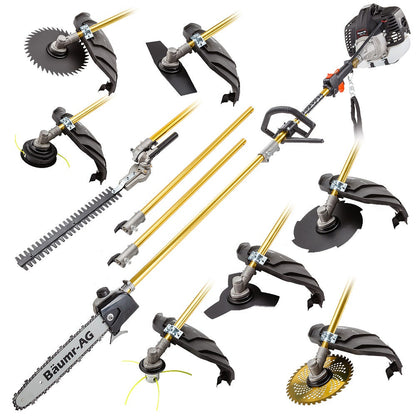 BAUMR-AG 65cc 9in1 Long Reach Garden Multi-tool, Pole Saw, Hedge & Line Trimmer, Brush Cutter, 12" Tree V219-PLTL91BMRA9C2