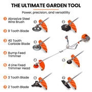 MTM 62cc 7in1 Brush Cutter Garden Multi-Tool , Pole Hedge & Line Trimmer, Bullhorn Handle, 12" Tree Trimming V219-PLTM71MTMA7C0