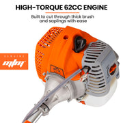 MTM 62cc 7in1 Brush Cutter Garden Multi-Tool , Pole Hedge & Line Trimmer, Bullhorn Handle, 12" Tree Trimming V219-PLTM71MTMA7C0