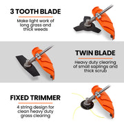 MTM 62cc 7in1 Brush Cutter Garden Multi-Tool , Pole Hedge & Line Trimmer, Bullhorn Handle, 12" Tree Trimming V219-PLTM71MTMA7C0