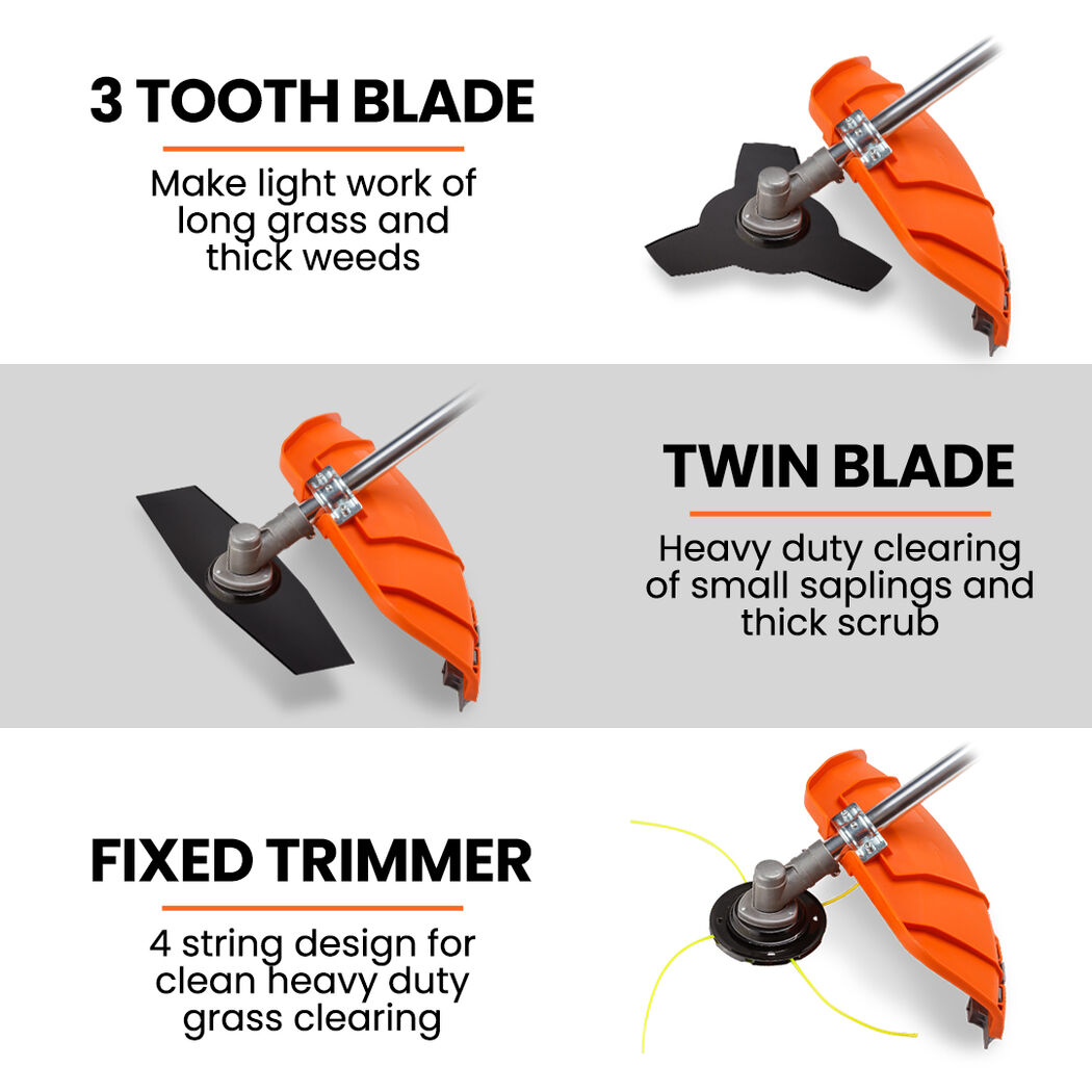 MTM 62cc 7in1 Brush Cutter Garden Multi-Tool , Pole Hedge & Line Trimmer, Bullhorn Handle, 12" Tree Trimming V219-PLTM71MTMA7C0