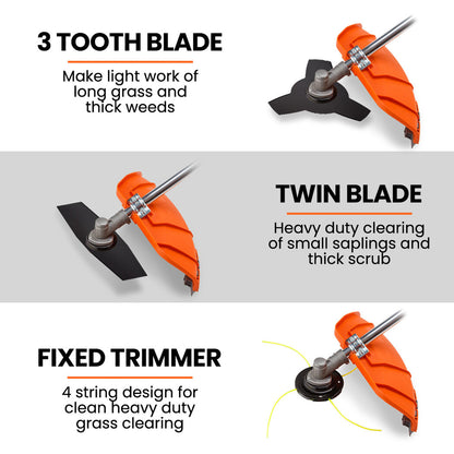 MTM 62cc 7in1 Brush Cutter Garden Multi-Tool , Pole Hedge & Line Trimmer, Bullhorn Handle, 12" Tree Trimming V219-PLTM71MTMA7C0
