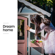 ROVO KIDS Cubby House, Outdoor Wooden DIY Timber Cottage Style Playhouse, for Children V219-PLYCBHRV1BLA