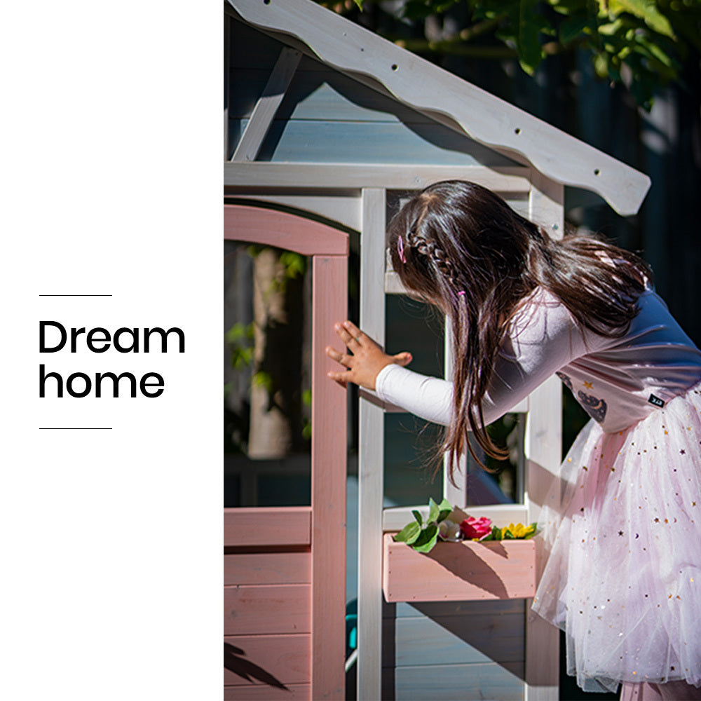 ROVO KIDS Cubby House, Outdoor Wooden DIY Timber Cottage Style Playhouse, for Children V219-PLYCBHRV1BLA