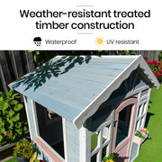 ROVO KIDS Cubby House, Outdoor Wooden DIY Timber Cottage Style Playhouse, for Children V219-PLYCBHRV1BLA