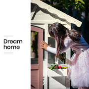 ROVO KIDS Cubby House, Wooden Outdoor DIY Timber Cottage Style Playhouse, for Children V219-PLYCBHRV1WTA