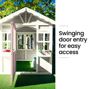 ROVO KIDS Cubby House, Wooden Outdoor DIY Timber Cottage Style Playhouse, for Children V219-PLYCBHRV1WTA