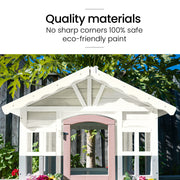ROVO KIDS Cubby House, Wooden Outdoor DIY Timber Cottage Style Playhouse, for Children V219-PLYCBHRV1WTA