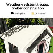 ROVO KIDS Cubby House, Wooden Outdoor DIY Timber Cottage Style Playhouse, for Children V219-PLYCBHRV1WTA