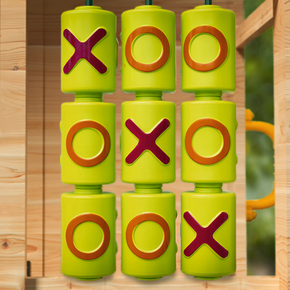 ROVO KIDS Wooden Tower Cubby House with Slide, Sandpit, Climbing Wall, Noughts & Crosses, Natural Colour V219-PLYCBHRV4NTA