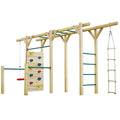 ROVO KIDS Ultimate Outdoor Monkey Bars Playset Frame, with Climbing Wall, Disc Swing, Rope Ladder V219-PLYNJPRVMB3B