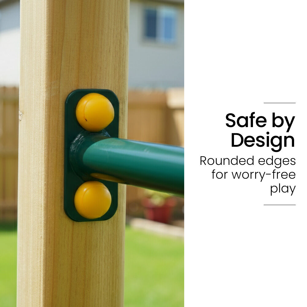 ROVO KIDS Ultimate Outdoor Monkey Bars Playset Frame, with Climbing Wall, Disc Swing, Rope Ladder V219-PLYNJPRVMB3B