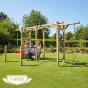 ROVO KIDS Ultimate Outdoor Monkey Bars Playset Frame, with Climbing Wall, Disc Swing, Rope Ladder V219-PLYNJPRVMB3B