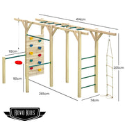 ROVO KIDS Ultimate Outdoor Monkey Bars Playset Frame, with Climbing Wall, Disc Swing, Rope Ladder V219-PLYNJPRVMB3B