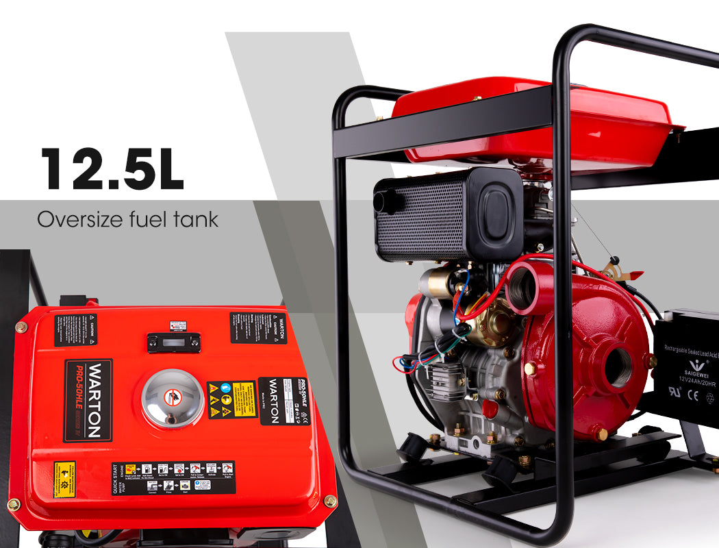 WARTON 2" 8HP Diesel High Pressure Water Pump Fire Fighting Irrigation Farm 2 Inch V219-PMPDSLWARDI50