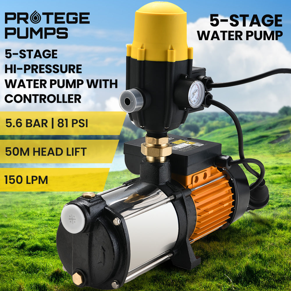 Protege Multi Stage Water Pump High Pressure Rain Tank Garden Farm House V219-PMPELEPROA5S1