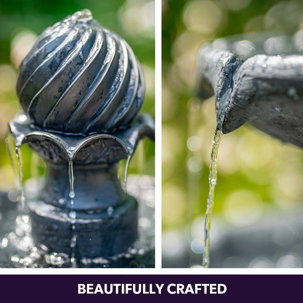 PROTEGE Water Fountain Solar Powered 3 Tiered Battery Outdoor Bird Bath with LED Lights V219-PMPFPKPROA3TG
