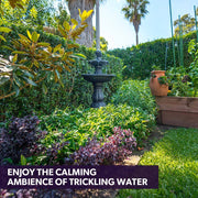 PROTEGE Water Fountain Solar Powered 3 Tiered Battery Outdoor Bird Bath with LED Lights V219-PMPFPKPROA3TG