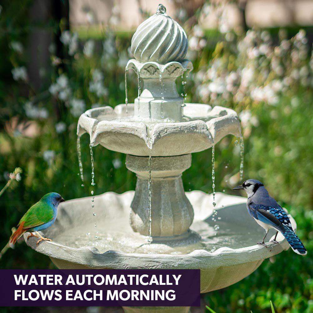 PROTEGE 3 Tier Solar Powered Water Feature Fountain Bird Bath - Light Grey V219-PMPFPKPROA3TL