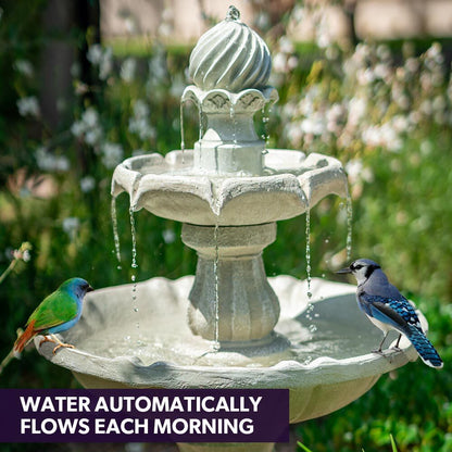 PROTEGE 3 Tier Solar Powered Water Feature Fountain Bird Bath - Light Grey V219-PMPFPKPROA3TL