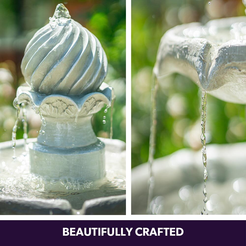 PROTEGE 3 Tier Solar Powered Water Feature Fountain Bird Bath - Light Grey V219-PMPFPKPROA3TL