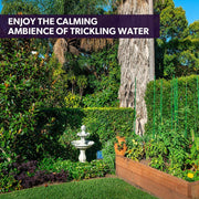 PROTEGE 3 Tier Solar Powered Water Feature Fountain Bird Bath - Light Grey V219-PMPFPKPROA3TL