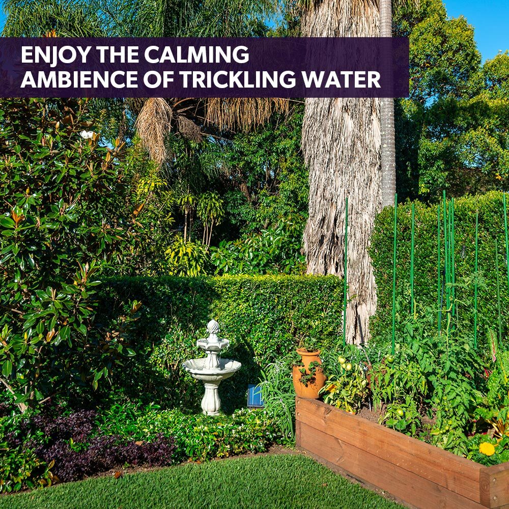PROTEGE 3 Tier Solar Powered Water Feature Fountain Bird Bath - Light Grey V219-PMPFPKPROA3TL
