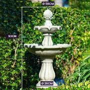 PROTEGE 3 Tier Solar Powered Water Feature Fountain Bird Bath - Light Grey V219-PMPFPKPROA3TL