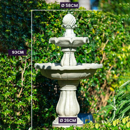 PROTEGE 3 Tier Solar Powered Water Feature Fountain Bird Bath - Light Grey V219-PMPFPKPROA3TL