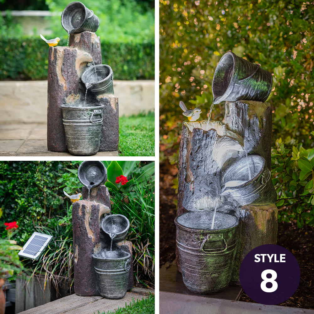 PROTEGE 3 Tier Solar Powered Water Feature Fountain Bird Bath - Light Grey V219-PMPFPKPROA3TL