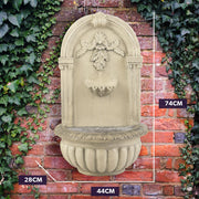 PROTEGE Solar Fountain Water Feature Pump Outdoor Wall Mount Classic with LED Lights V219-PMPFPKPROAC2G
