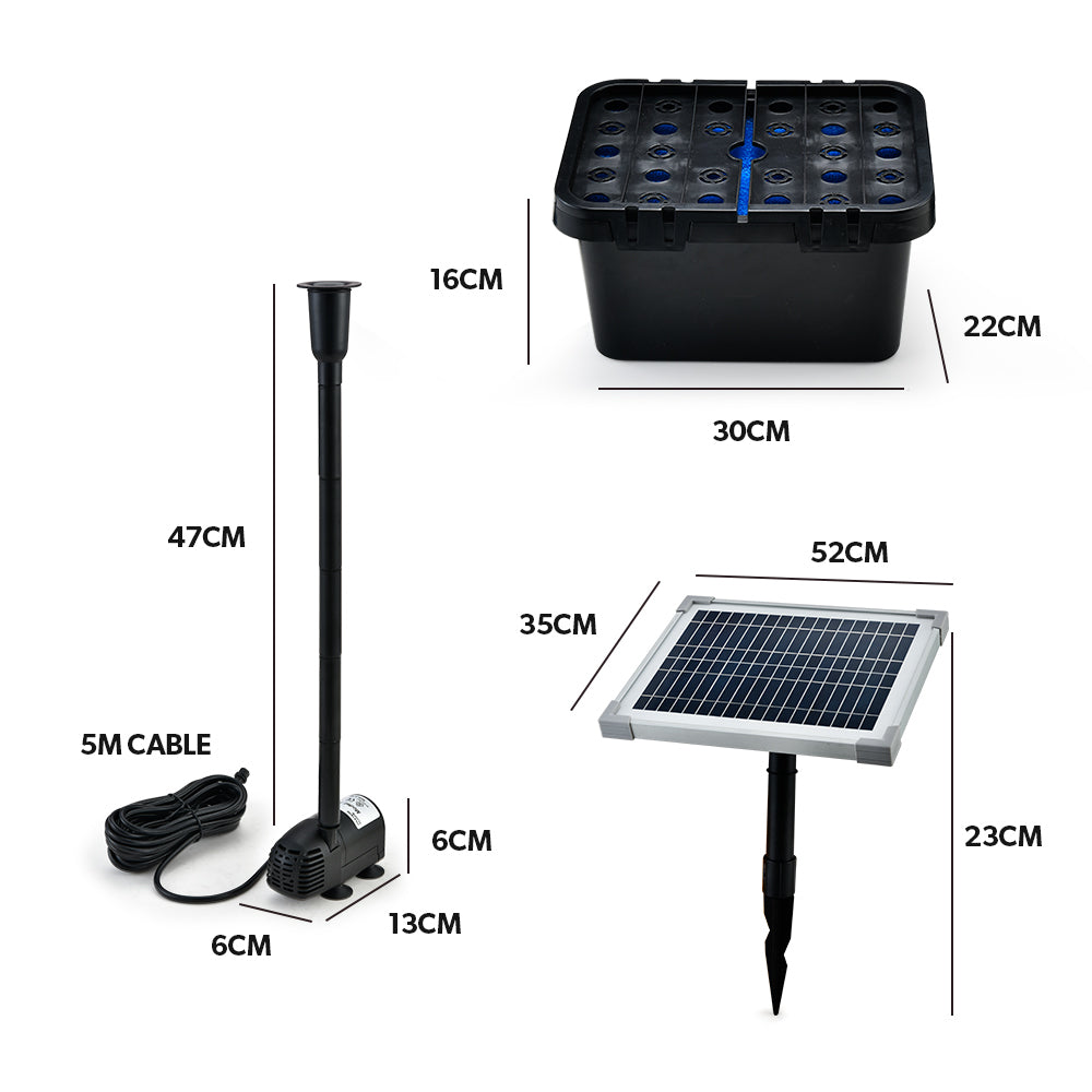 PROTEGE 20W Solar Fountain Pump Garden Water Pool Pond Kit with Eco Filter Box V219-PMPFPKPROAF30