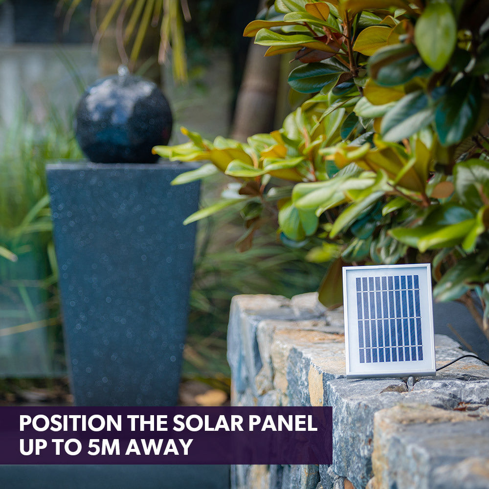 PROTEGE Contemporary Solar Powered Water Feature Fountain with LED Lights - Dark Grey V219-PMPFPKPROAS1B