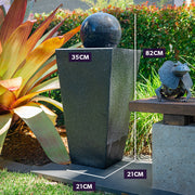 PROTEGE Contemporary Solar Powered Water Feature Fountain with LED Lights - Dark Grey V219-PMPFPKPROAS1B