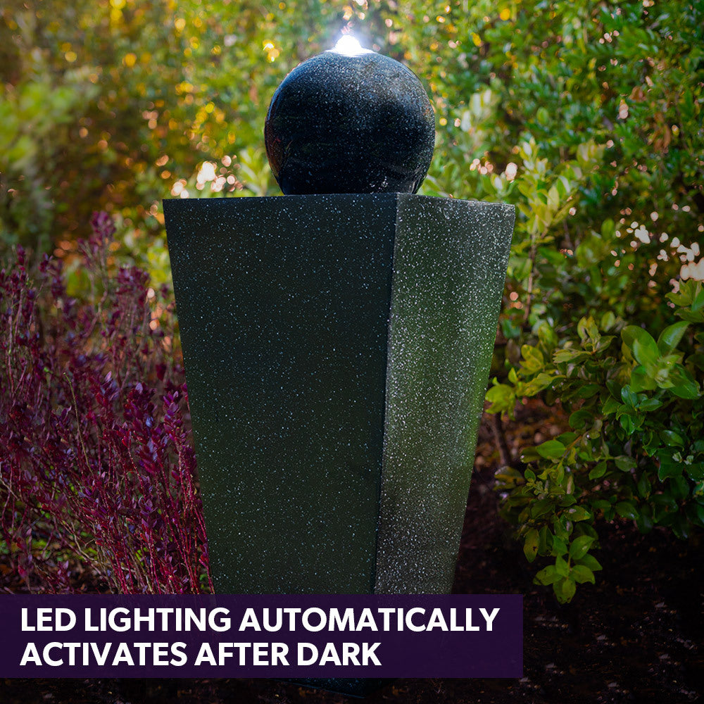 PROTEGE Contemporary Solar Powered Water Feature Fountain with LED Lights - Dark Grey V219-PMPFPKPROAS1B