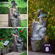 PROTEGE Contemporary Solar Powered Water Feature Fountain with LED Lights - Dark Grey V219-PMPFPKPROAS1B