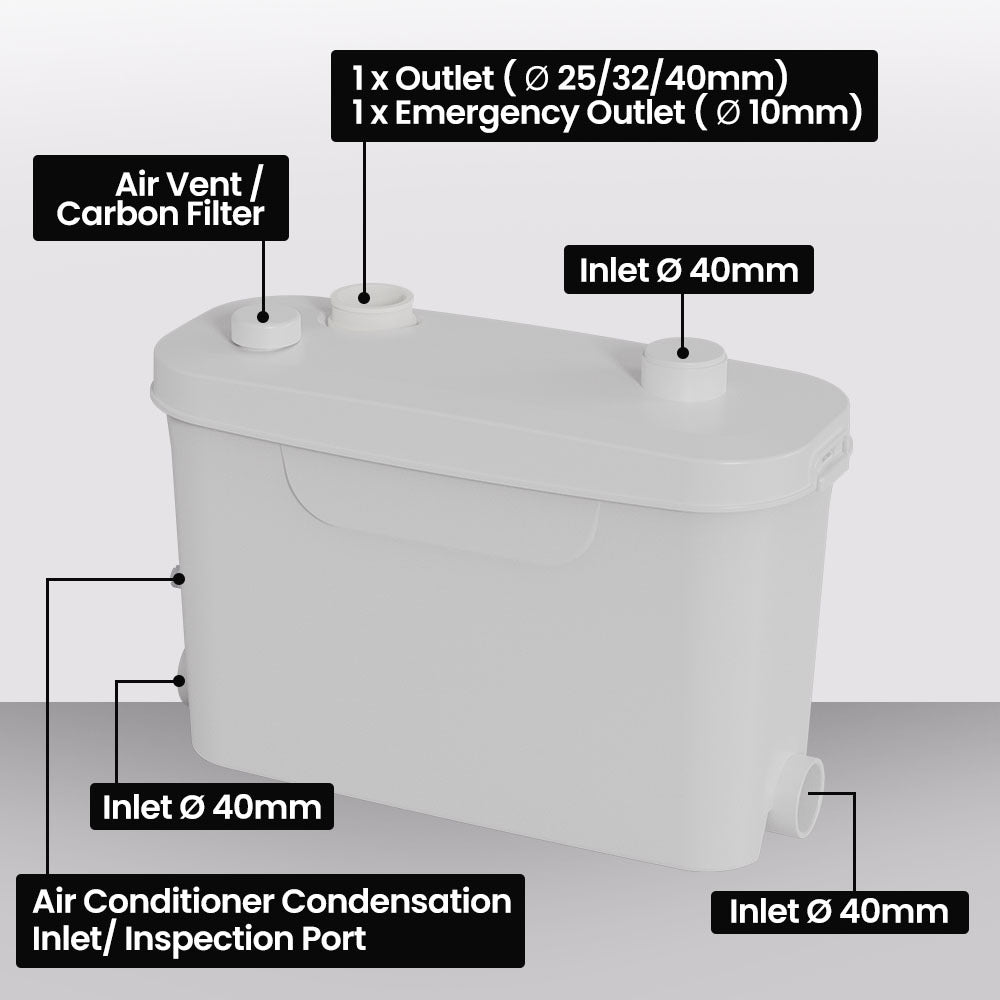 PROTEGE Grey Water Pump, with 3 Inlet, for House, Bathroom, Shower, Sink, Washing Machine V219-PMPMCPPT3B4A