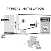 PROTEGE Macerator Pump, with 4 Inlet, for P-Trap Toilet, House, Bathroom, Shower, Sink, Washing Machine V219-PMPMCPPT4P4A