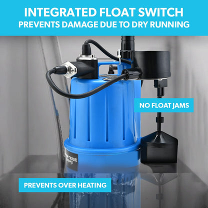 PROTEGE Tight Access Clean/Grey Water Submersible Sump Pump, Vertical Float Switch V219-PMPWTPPTCG1A